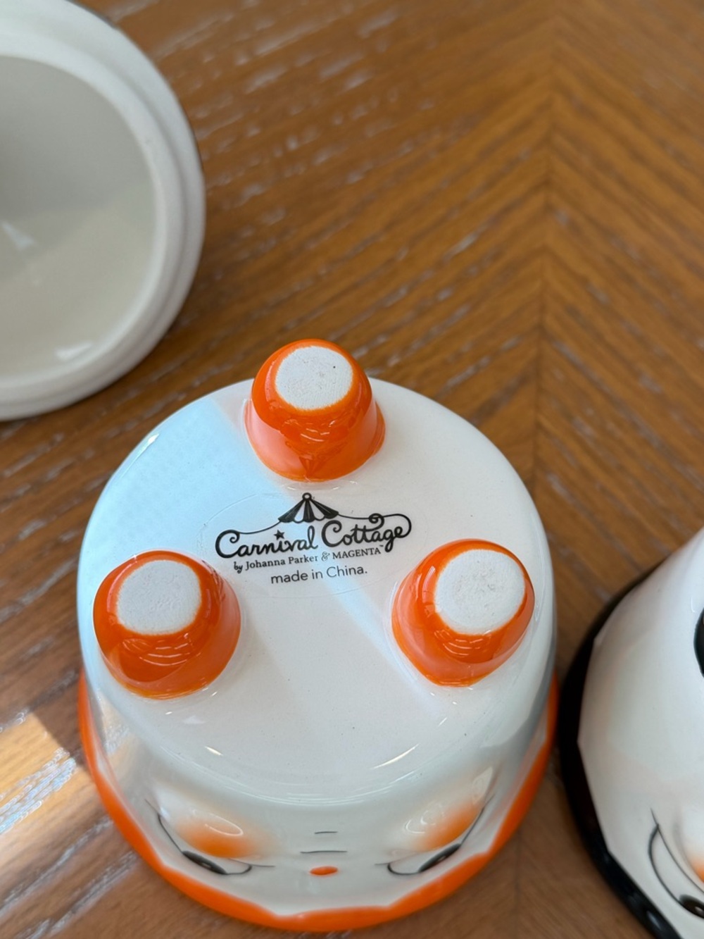 NWOT Johanna Parker Whimsical Orange & Black Ceramic Halloween Trinket Jars - Picture 11 of 11